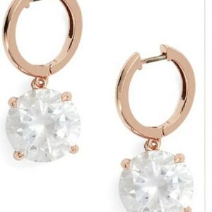 KATE SPADE IN A FLASH HUGGIE HOOP EARRINGS CLEAR AND GOLD